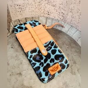 Consuela Blue and Tan Leopard Print Wallet